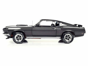 1969 Ford Mustang Dark Gray Metallic with Black Stripes